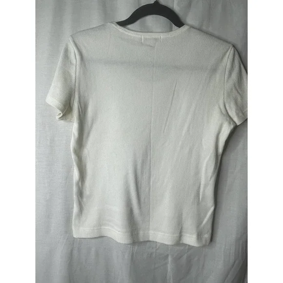 Petite Sophisticate White Short Sleeve Top Size S * - Picture 3 of 6